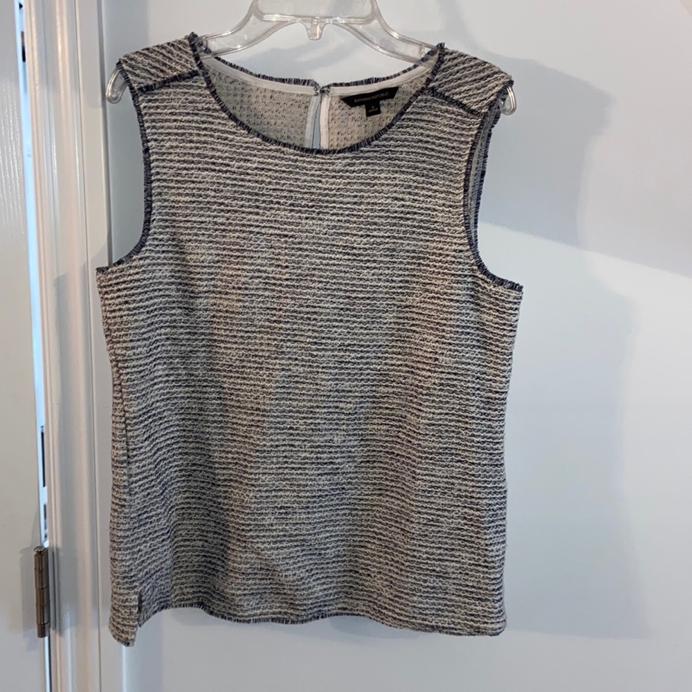 Knitted sweater tank with a navy and cream design. Banana Republic size small